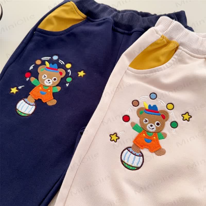 HAPPY DAY Toddler Bear Patch Contrast Pocket Jogger Pants - image 6