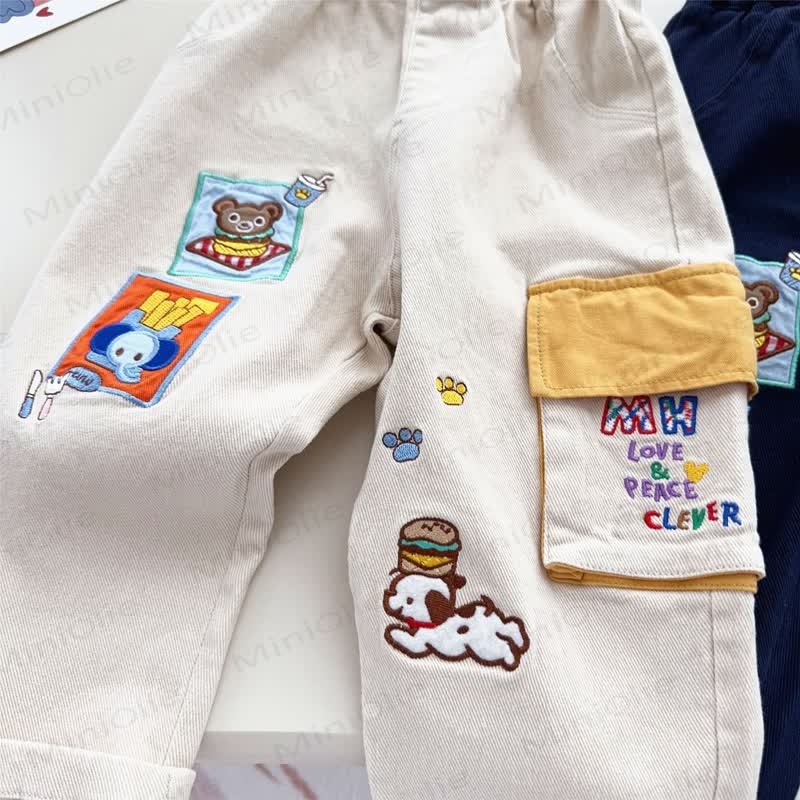 Toddler Cartoon Patch Elastic Waist Cargo Pants - image 5
