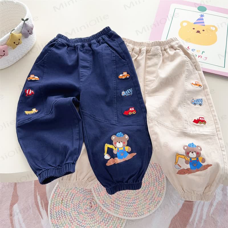 Toddler Bear and Truck Patch Casual Pants - image 1