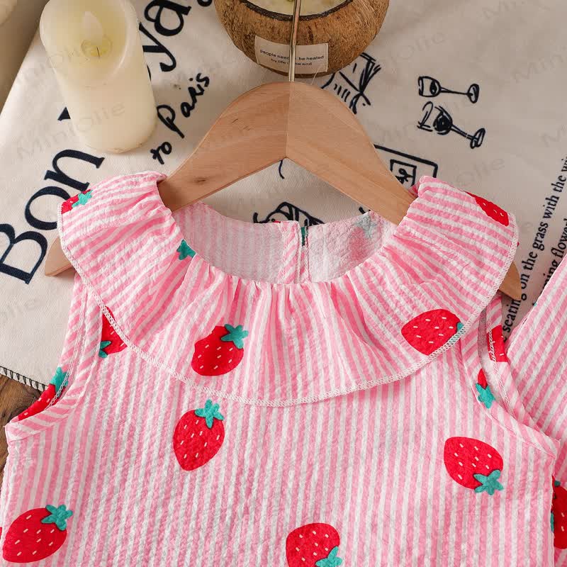 Toddler Girl Pink Strawberry Sleeveless Top and Pants 2-piece Set - image 3