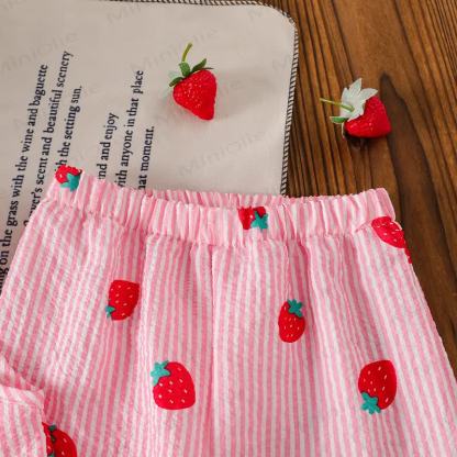 Toddler Girl Pink Strawberry Sleeveless Top and Pants 2-piece Set - image 5