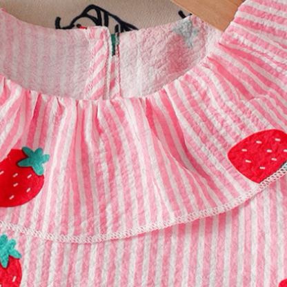 Toddler Girl Pink Strawberry Sleeveless Top and Pants 2-piece Set - image 4