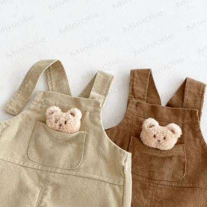 Baby Toddler Bear Pocket Corduroy Overalls - image 4