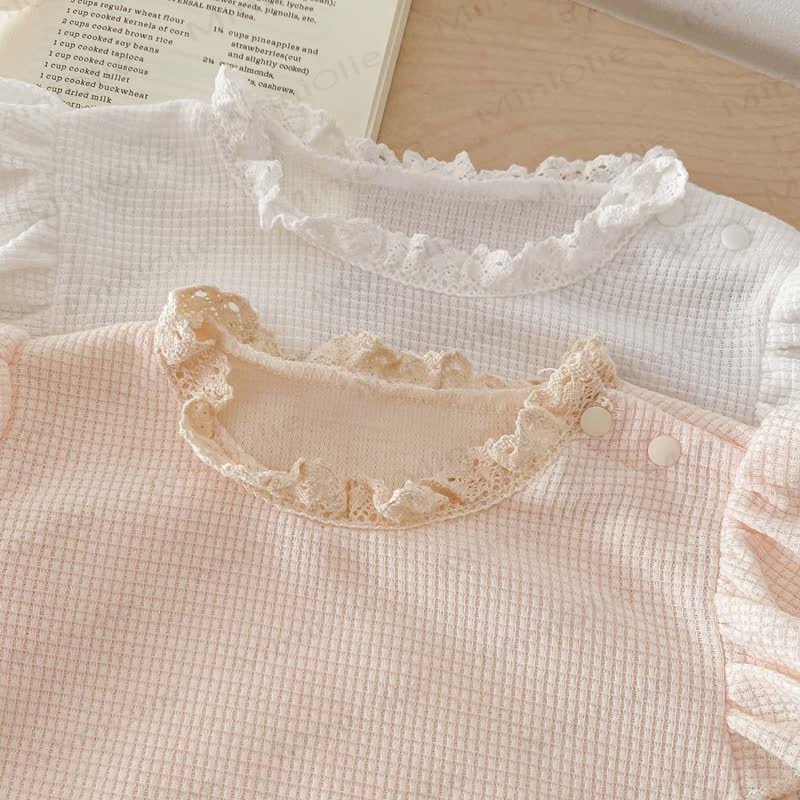 Baby Waffle Solid Color Romper with Bonnet - image 12