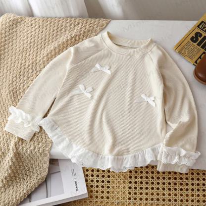 Toddler Girl Sweet Bow Lace Long Sleeve Tee - image 6