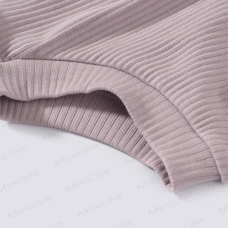 Baby Solid Color Ribbed Tee and Shorts 2-piece Pyjama Set - image 12