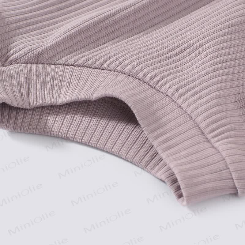 Baby Solid Color Ribbed Tee and Shorts 2-piece Pyjama Set - image 12
