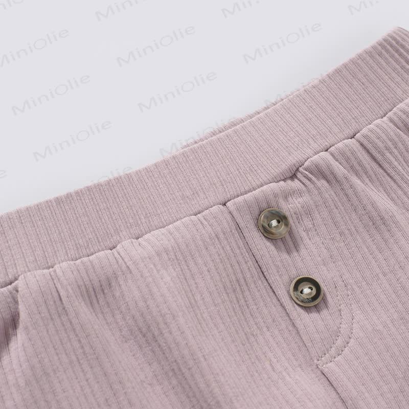 Baby Solid Color Ribbed Tee and Shorts 2-piece Pyjama Set - image 11