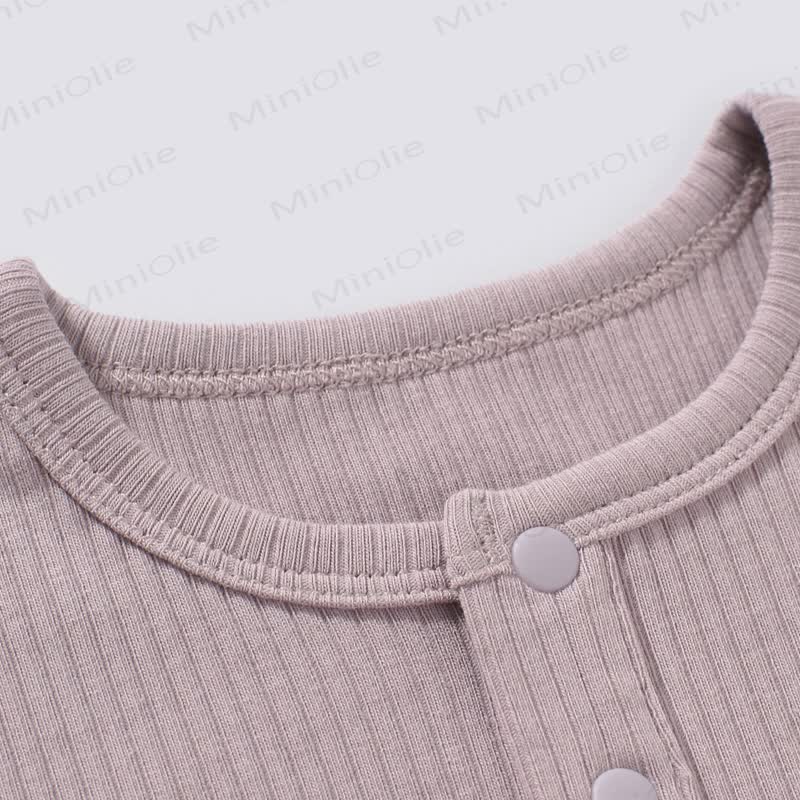 Baby Solid Color Ribbed Tee and Shorts 2-piece Pyjama Set - image 9