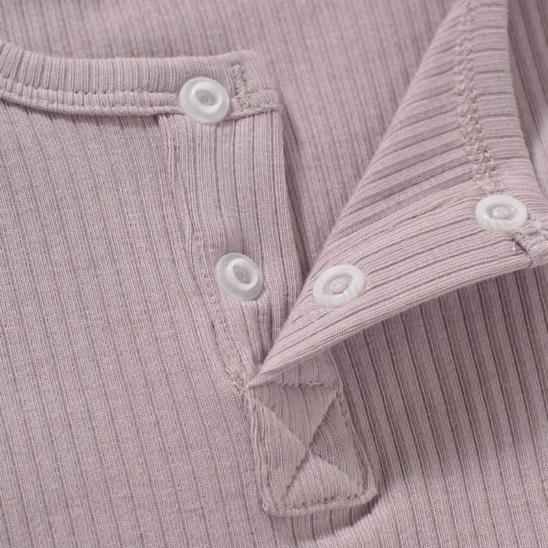 Baby Solid Color Ribbed Tee and Shorts 2-piece Pyjama Set - image 10