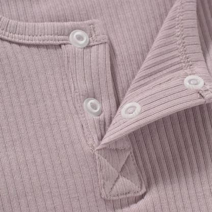 Baby Solid Color Ribbed Tee and Shorts 2-piece Pyjama Set - image 10