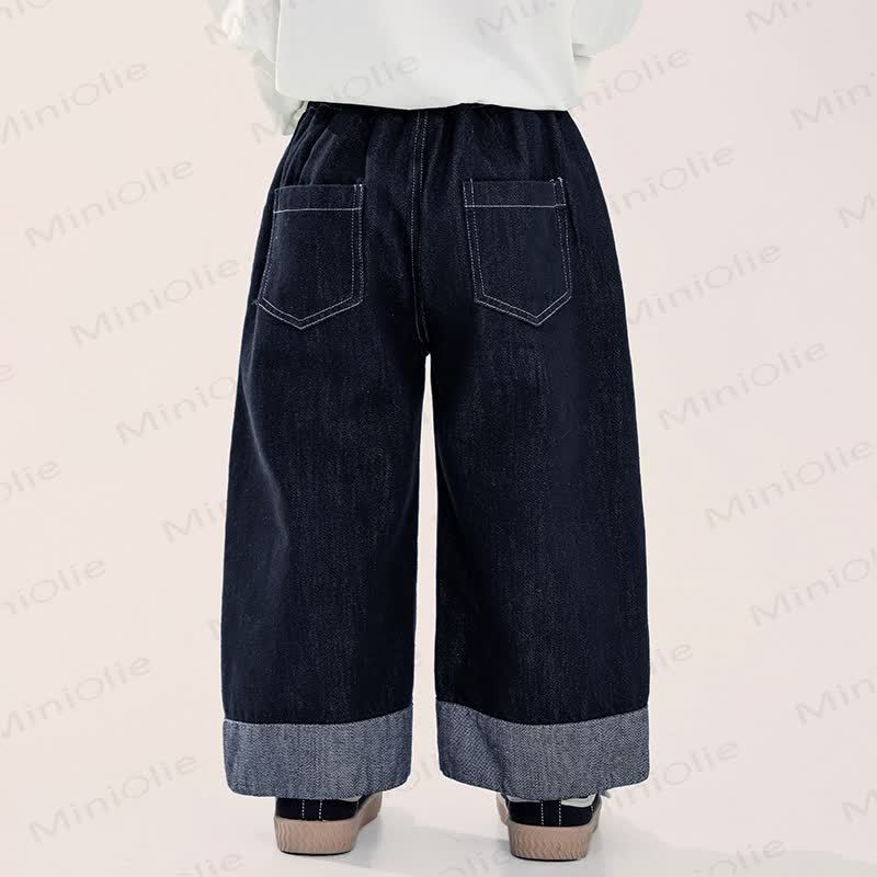 Toddler Girl Animal Embroidered Wide Leg Denim Pants - image 3