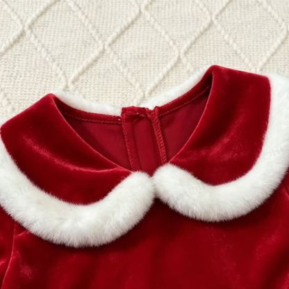 Baby Velvet Skirted Bodysuit with Hat - image 3