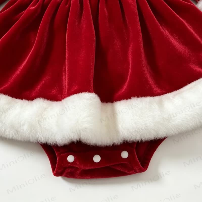 Baby Velvet Skirted Bodysuit with Hat - image 6