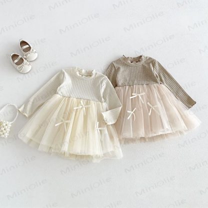 Baby Toddler Girls Long Sleeve Ribbed Knit Dress - image 2