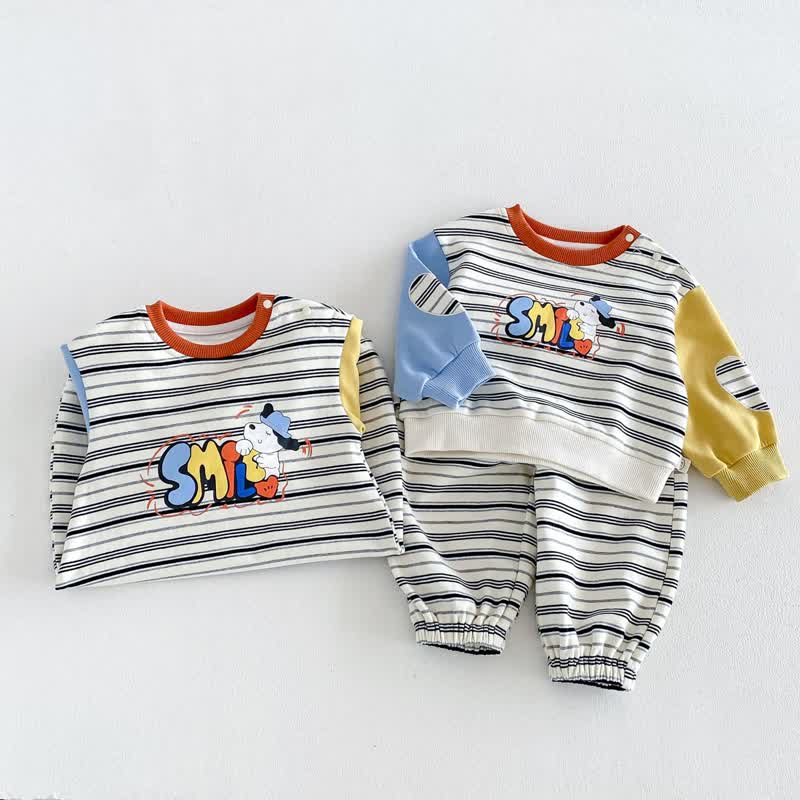 SMILE Colorblock Stripe Baby Romper/Set - image 4