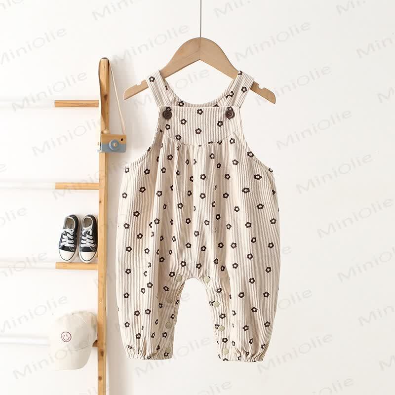 Baby Floral Corduroy Overalls - Beige - 3-4T - image 2