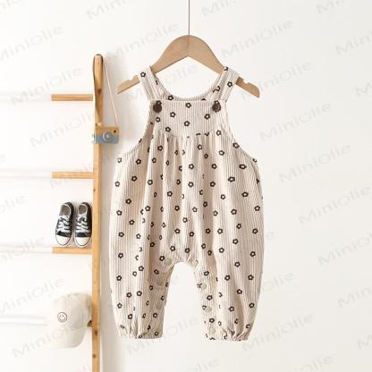 Baby Floral Corduroy Overalls - Beige - 3-4T - image 2