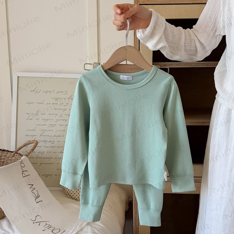 Toddler Solid Color Crew Neck Top and Pants Pajama 2-piece Set - Gray Green - 10-11T - image 4