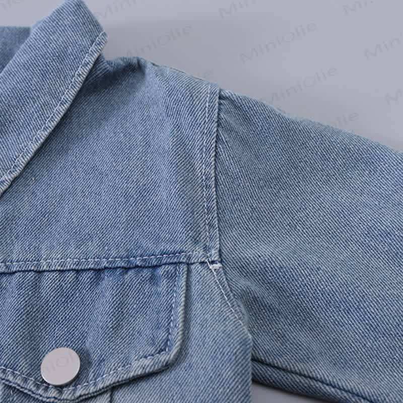 Toddler Baby Girls Denim Jacket and Jogger Pants 3-piece Set - image 6