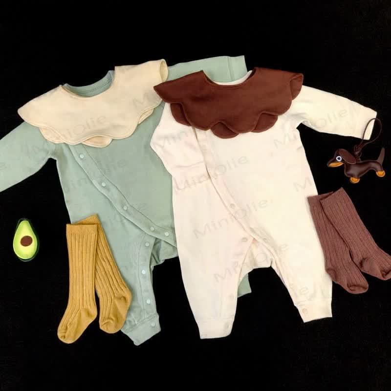Baby Solid Color Side Snap Thickened Romper - image 1