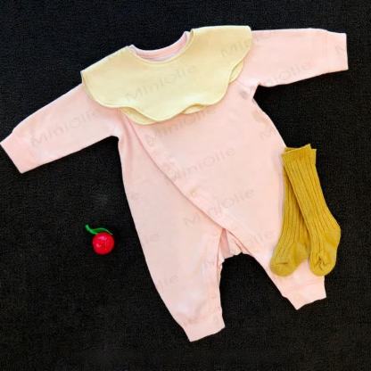 Baby Solid Color Side Snap Thickened Romper - Pink - 8-12M - image 3