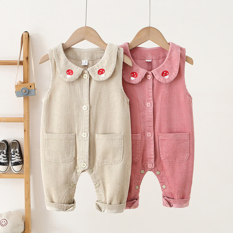 Baby Toddler Girls Mushroom Corduroy Peter Pan Collar Overalls - image 1
