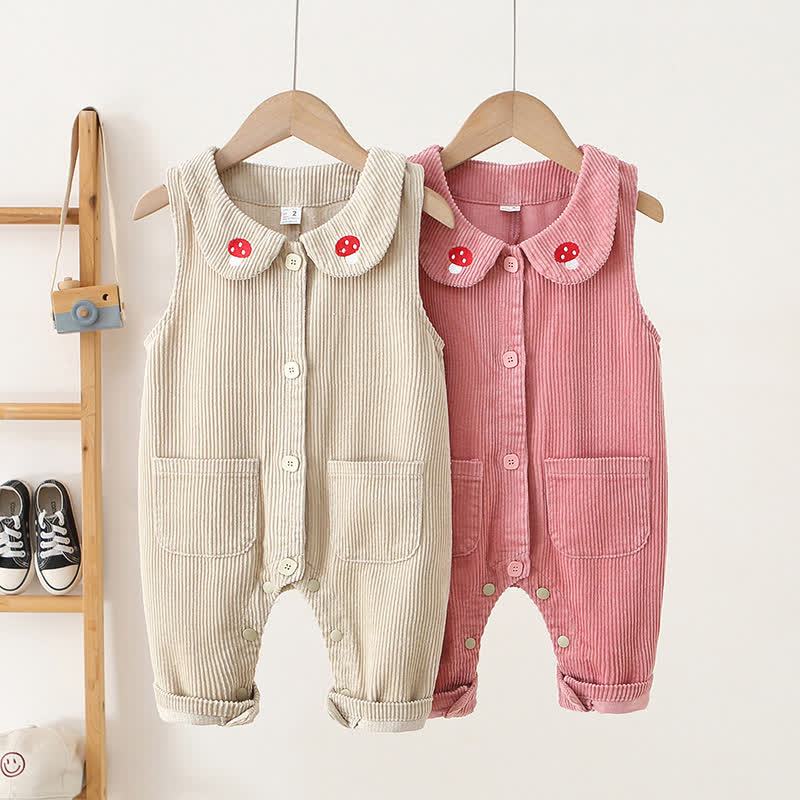 Baby Toddler Girls Mushroom Corduroy Peter Pan Collar Overalls - image 1