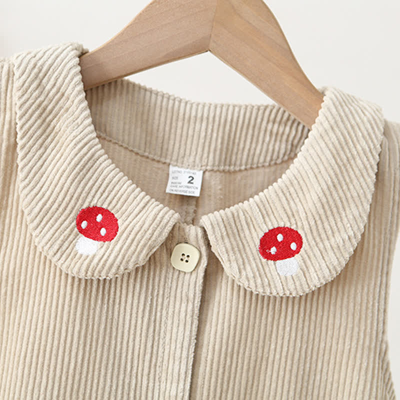 Baby Toddler Girls Mushroom Corduroy Peter Pan Collar Overalls - image 5