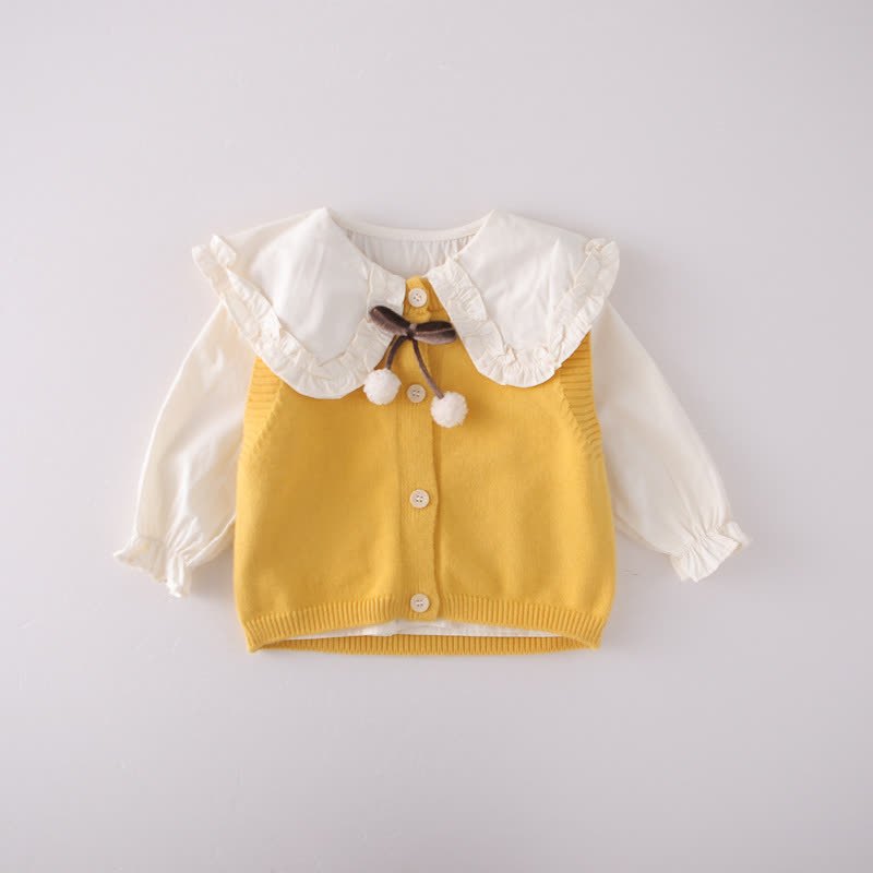 Toddler Girl Bow Knit Vest and Denim Pants 3-piece Set - image 5