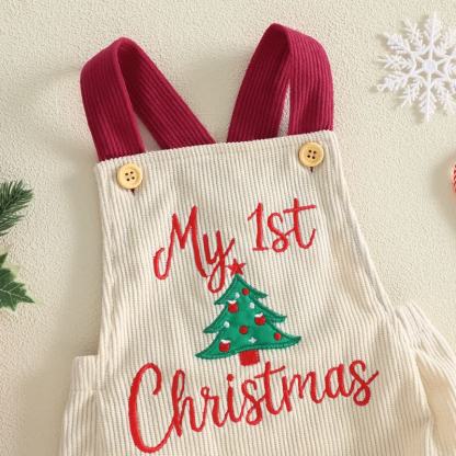 MY 1ST CHRISTMAS Baby Embroidered Suspender Bodysuit - image 4