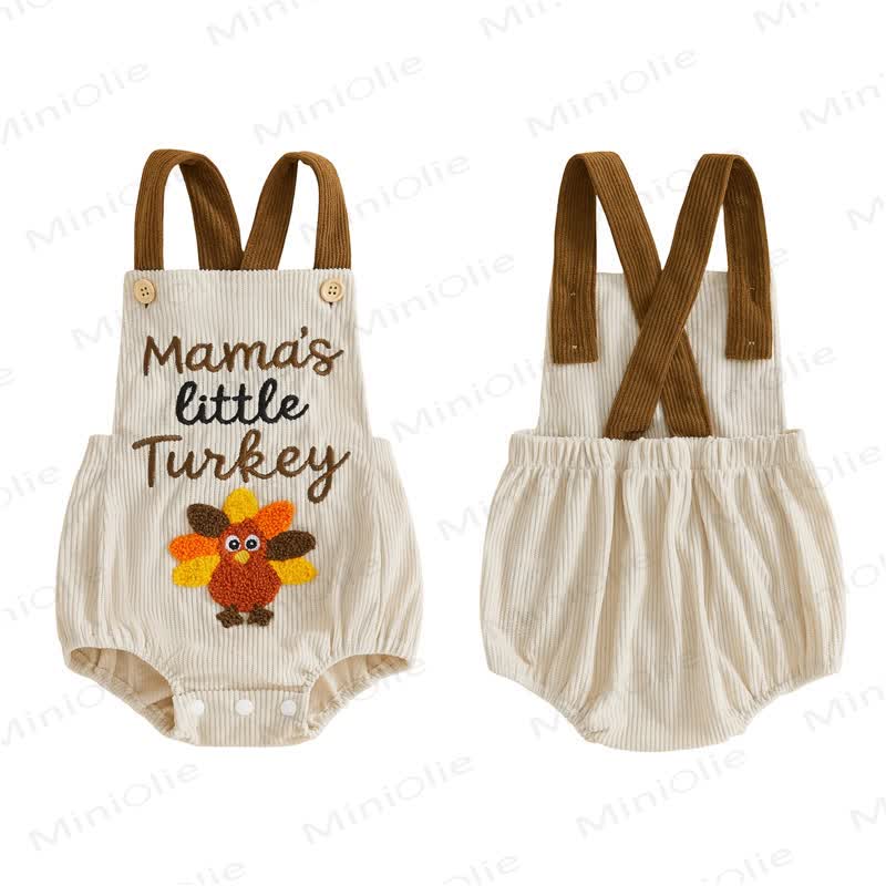 TURKEY/Croissant Baby Corduroy Suspender Bodysuit - image 3