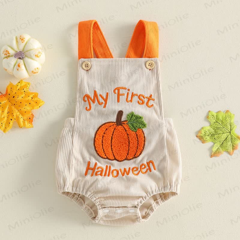 MY FIRST HALLOWEEN Baby Pumpkin Corduroy Bodysuit - Beige - 12-18M - image 1