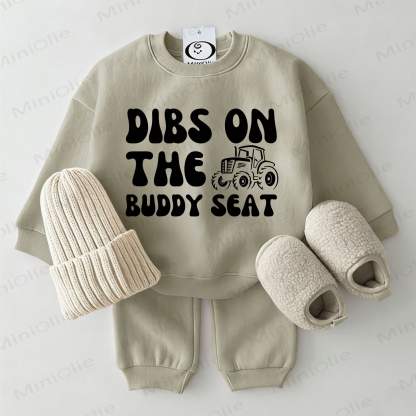 DIBS ON THE BUDDY SEAT Baby Sweatshirt 2-piece Grey Green Set - Grey Green - 2-3T - image 1
