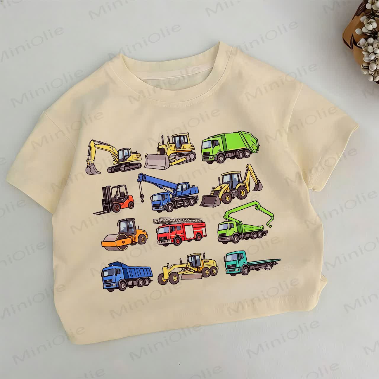 Toddler Boys Vehicle Print Khaki T-shirt - Khaki - 6-7T - image 1
