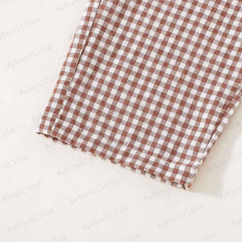 Baby Brown Bear Gingham Adjustable Strap Overalls - image 6
