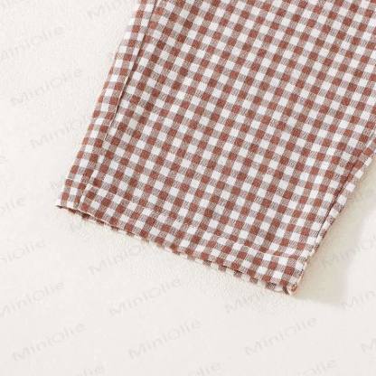 Baby Brown Bear Gingham Adjustable Strap Overalls - image 6