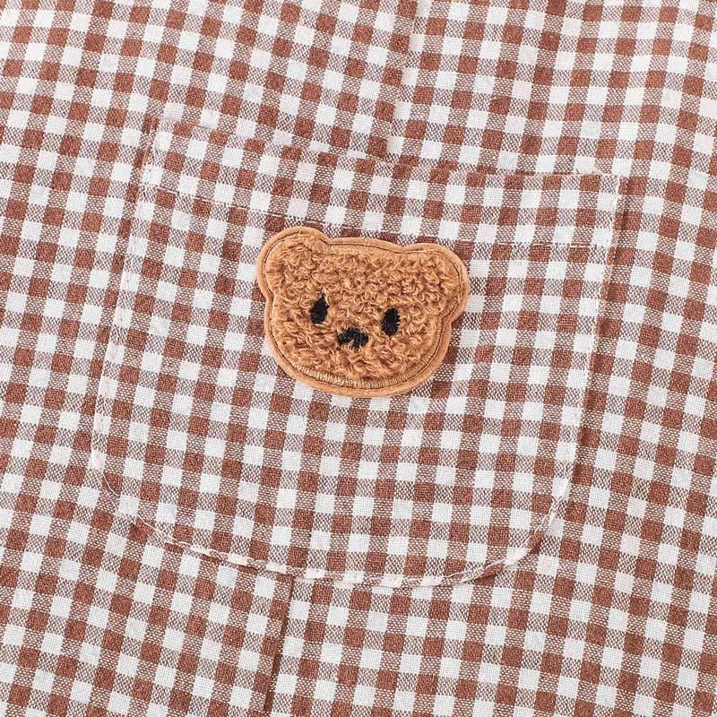 Baby Brown Bear Gingham Adjustable Strap Overalls - image 5