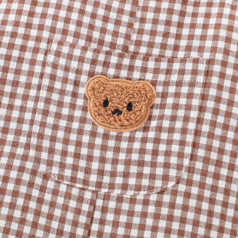 Baby Brown Bear Gingham Adjustable Strap Overalls - image 5
