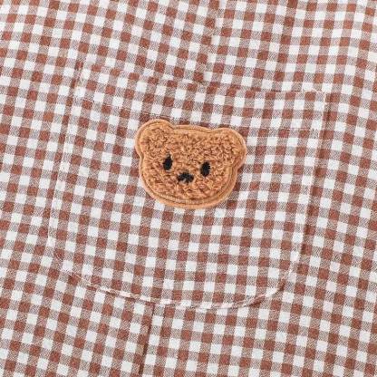 Baby Brown Bear Gingham Adjustable Strap Overalls - image 5