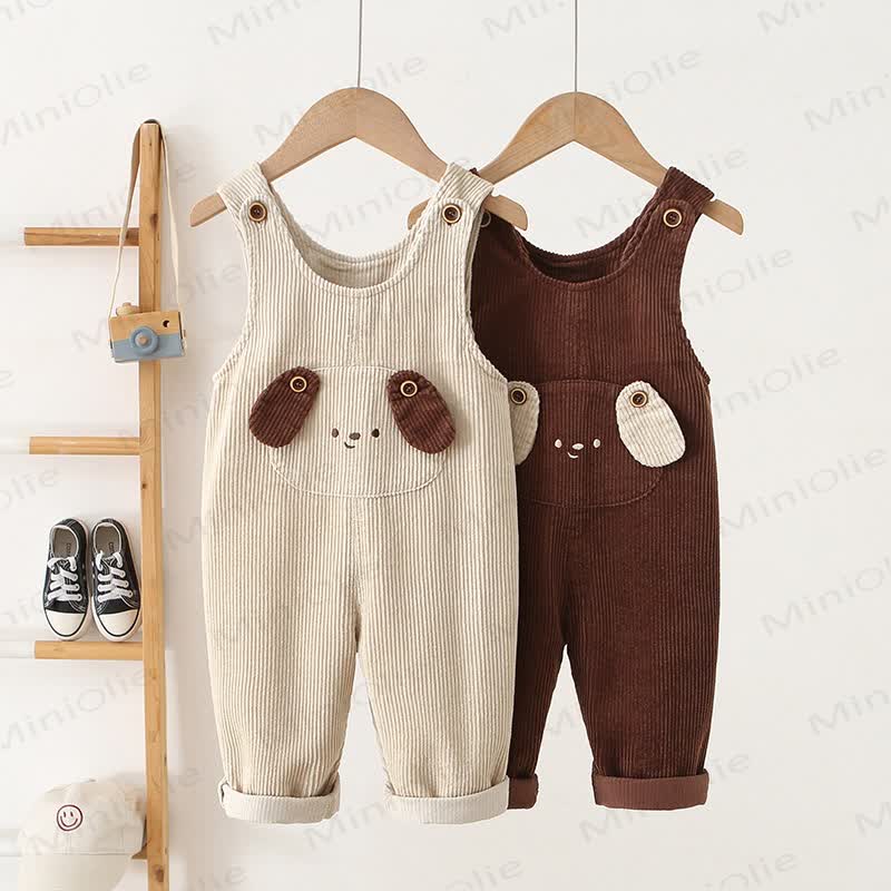Toddler Baby Dog Corduroy Pocket Roll Cuff Overalls - image 1