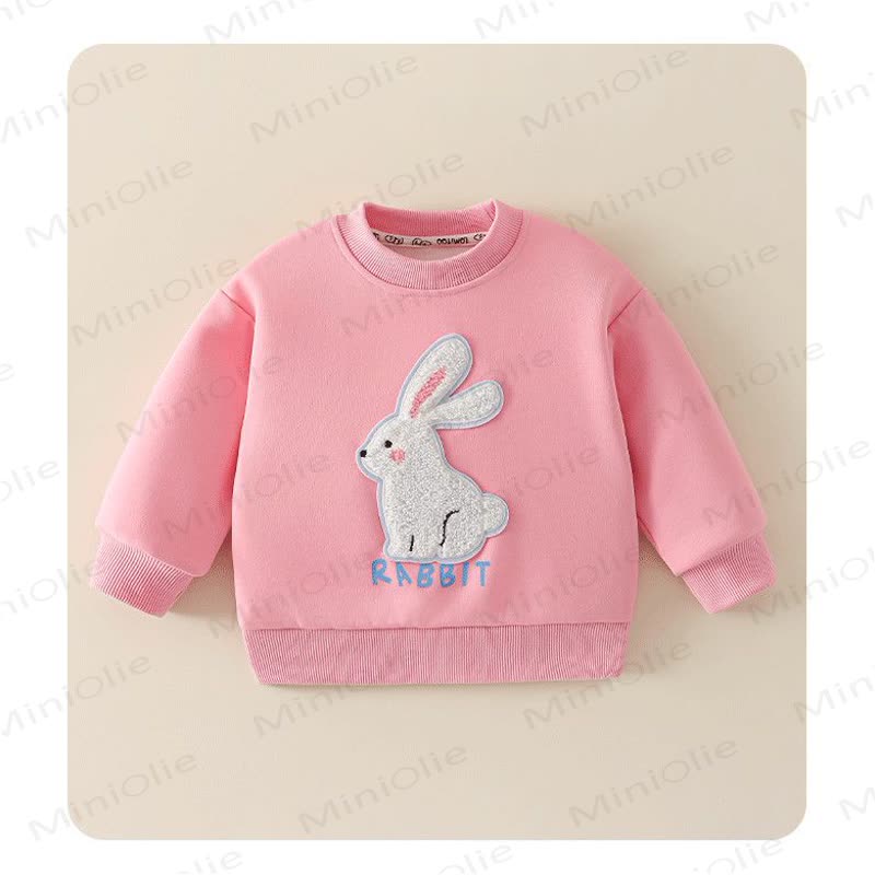 Toddler Plush Animal Applique Crewneck Sweatshirt - Pink - 8-9T - image 4