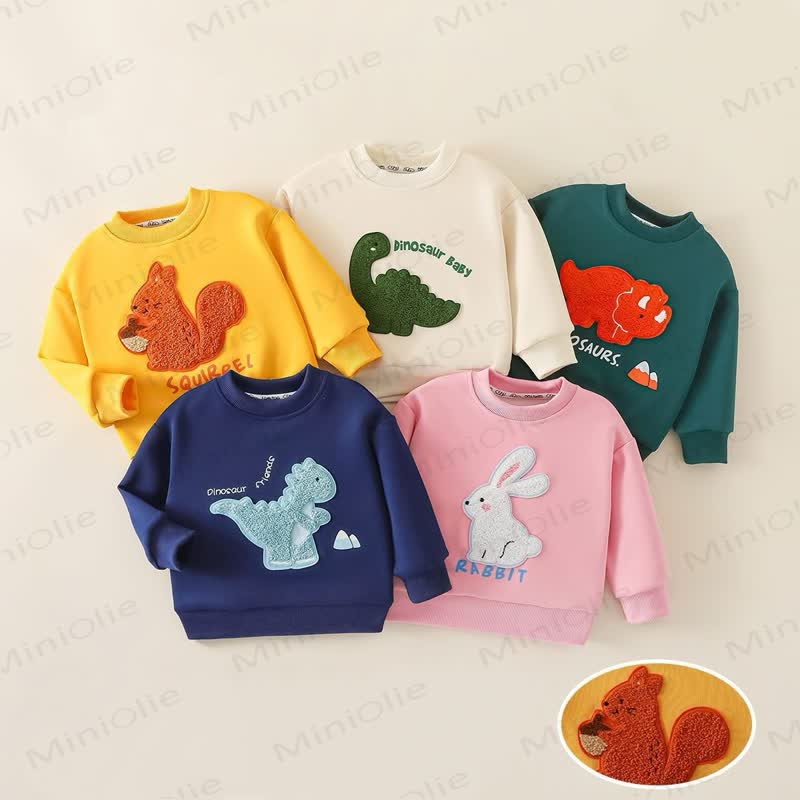 Toddler Plush Animal Applique Crewneck Sweatshirt - image 1