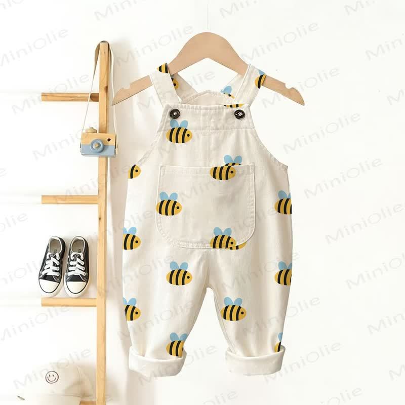 Baby Toddler Bee Beige Overalls - Beige - 3-5T - image 1