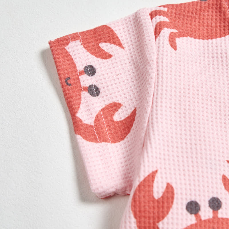 Baby Pink Crab Waffle Tee and Shorts 2-piece Set - image 4