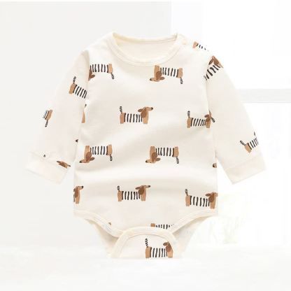 Baby Dachshund Print Long Sleeve Bodysuit - Beige - 18-24M - image 1