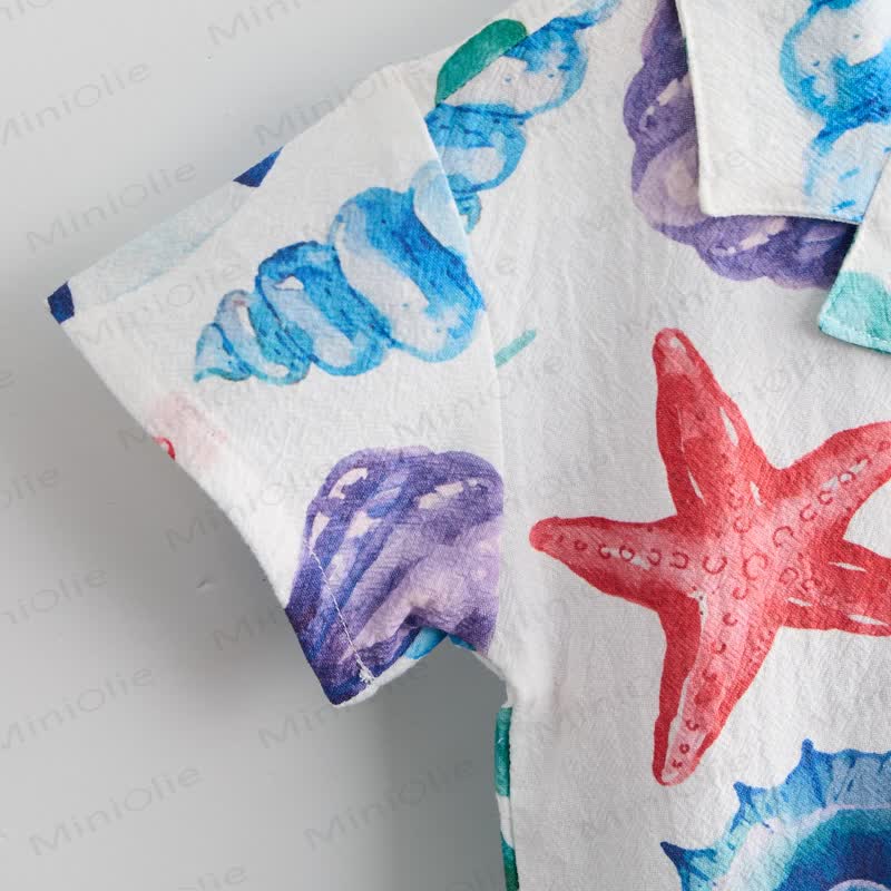 Toddler Boys White Shell&Starfish Shirt and Shorts 2-piece Set - image 5