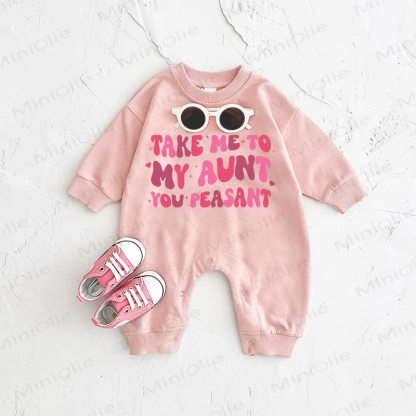 TAKE ME TO MY AUNT/UNCLE YOU PEASANT Baby Pink Romper - Pink: AUNT - 2-3T - image 1