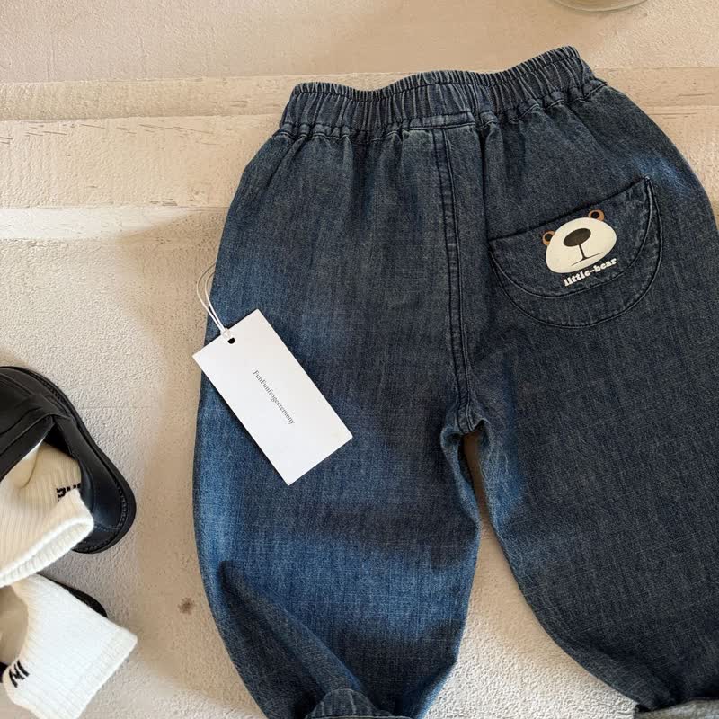LITTLE-BEAR Toddler Relaxed Denim Harem Pants - Navy - 8-9T - image 2