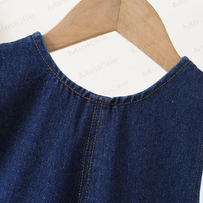 Toddler Baby Navy Button Front Denim Overalls - image 5